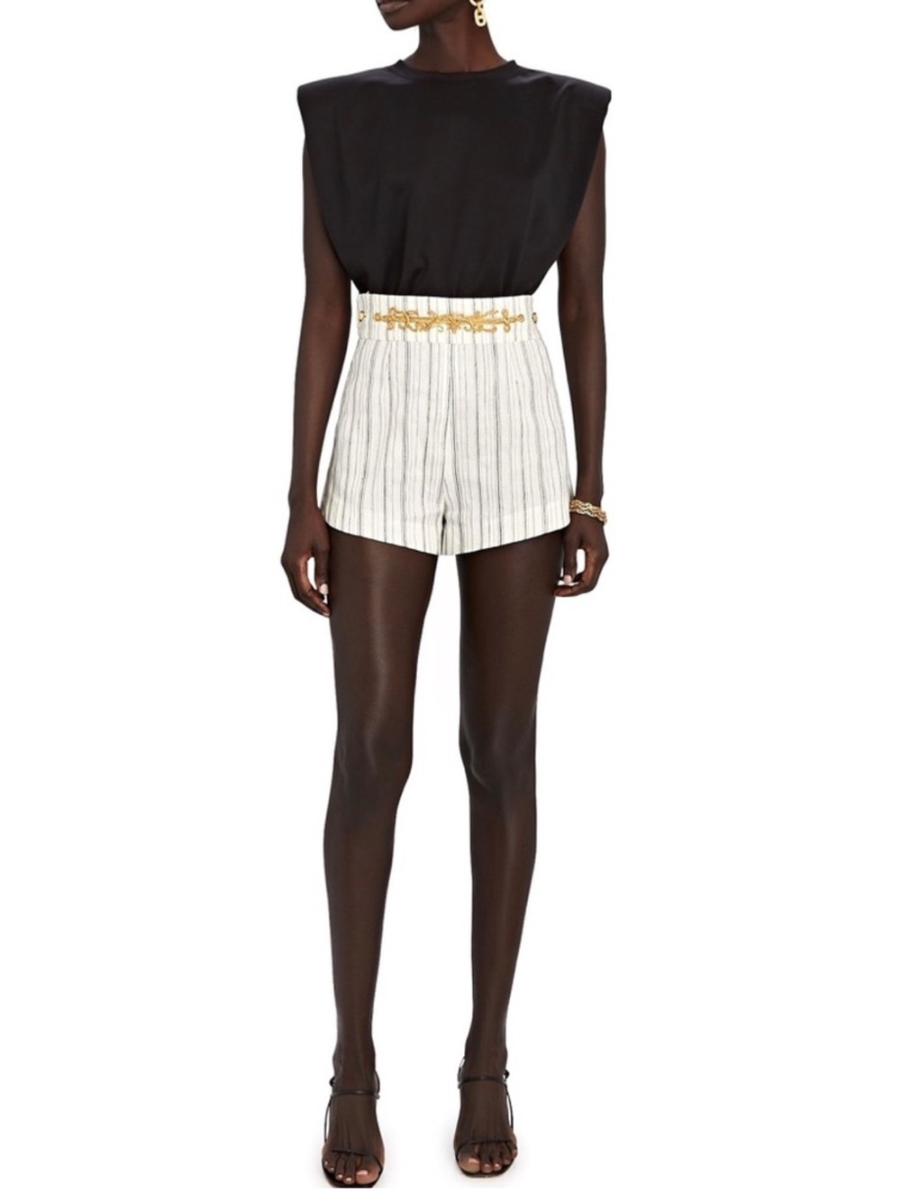 DUNDAS WHITE STRIPED LINEN BLEND SHORTS - Picture 9 of 9